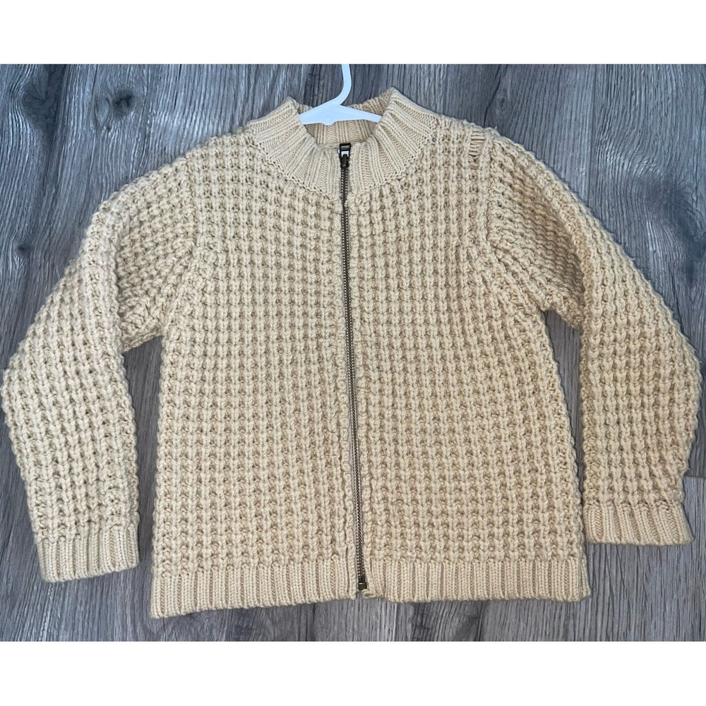 Vintage Baby Gap Chunky Cardigan Sweater Size 3 Years 3XL Khaki Tan Acrylic Wool